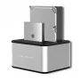 Docking station QOLTEC 5316 para 2x HDD/SSD de 2,5/3,5 polegadas, SATA, USB 3.0 (5 Gb/s), caixa em alumínio