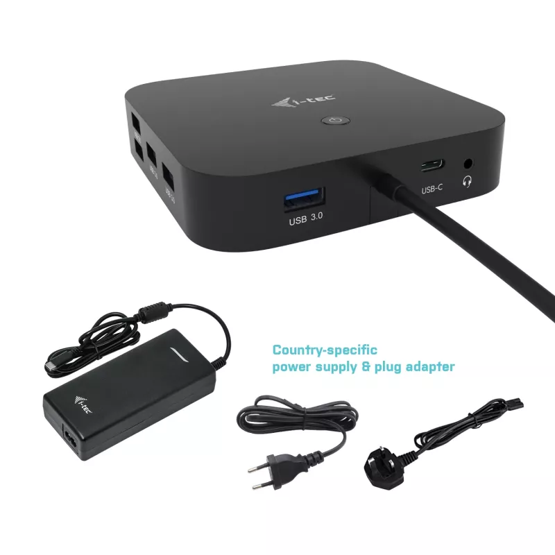 Docking station i-tec USB-C HDMI DP com Power Delivery 100 W + carregador universal 100 W