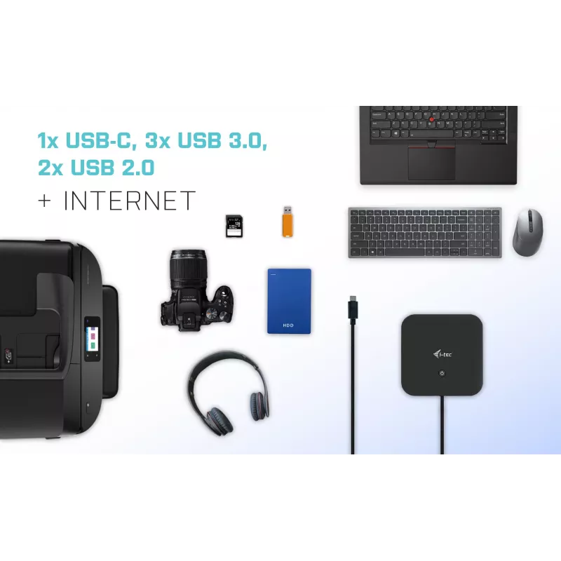 Docking station i-tec USB-C HDMI DP com Power Delivery 100 W + carregador universal 100 W