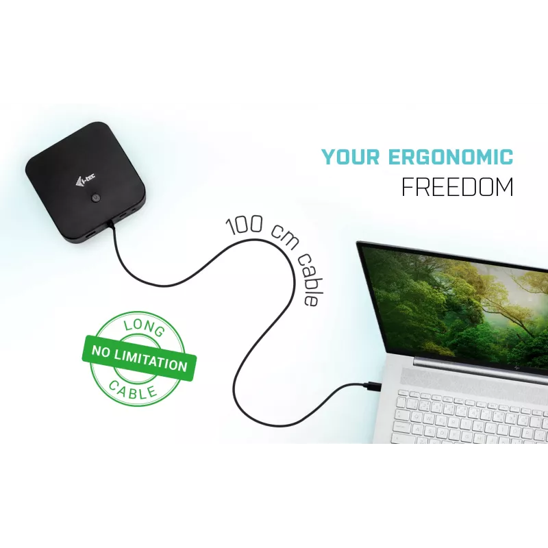 Docking station i-tec USB-C HDMI DP com Power Delivery 100 W + carregador universal 100 W