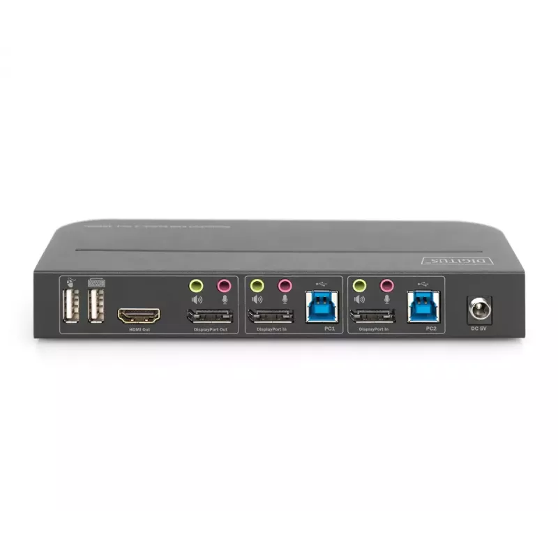 Switch KVM DIGITUS, 2x1 DP, saída DP/HDMI, USB 4Kx2K@60Hz