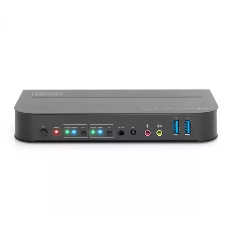 Switch KVM DIGITUS, 2x1 DP, saída DP/HDMI, USB 4Kx2K@60Hz