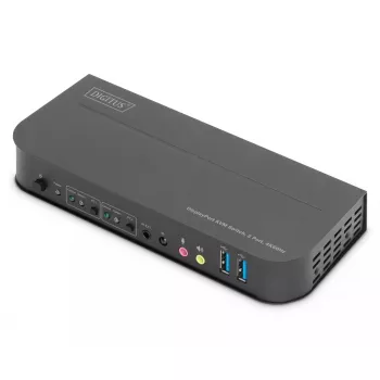 Switch KVM DIGITUS, 2x1 DP, saída DP/HDMI, USB 4Kx2K@60Hz
