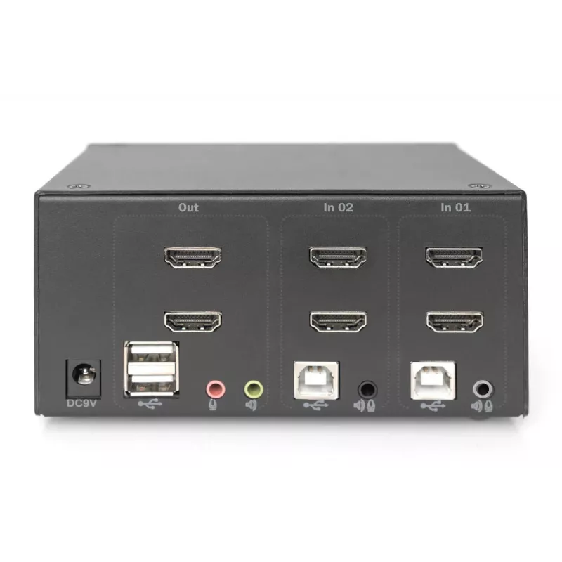 Switch KVM DIGITUS, 2 portas, ecrã duplo, 4K, HDMI
