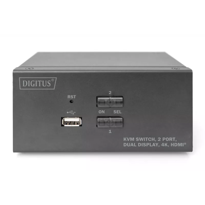 Switch KVM DIGITUS, 2 portas, ecrã duplo, 4K, HDMI