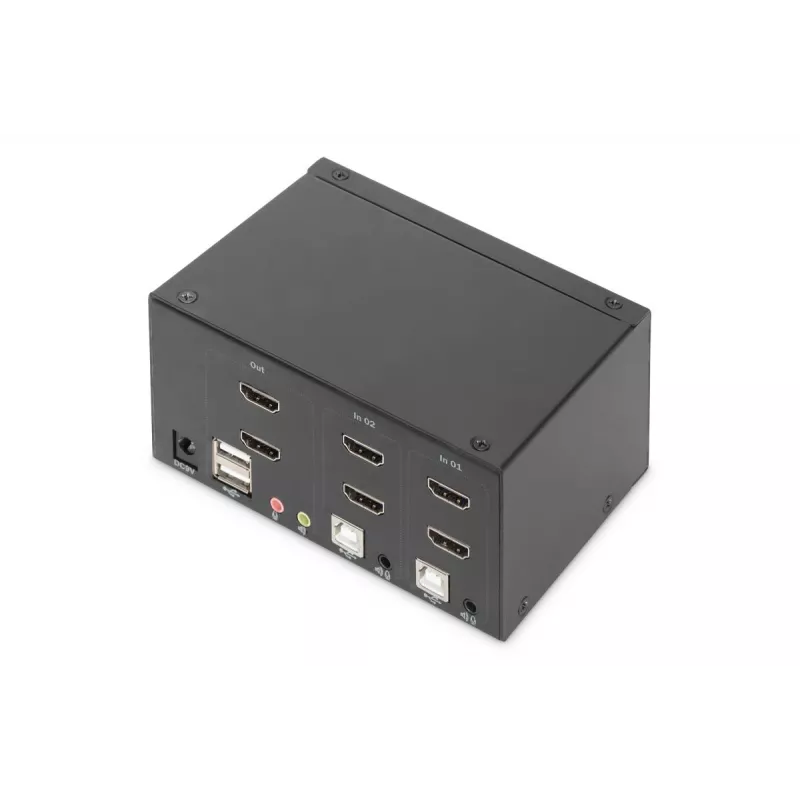 Switch KVM DIGITUS, 2 portas, ecrã duplo, 4K, HDMI
