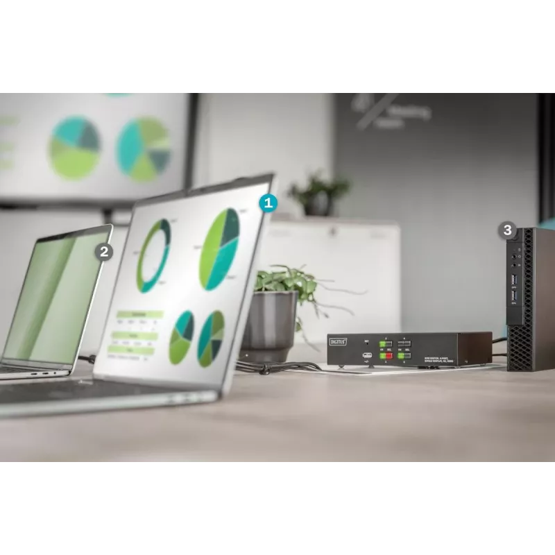 Switch KVM Digitus 4 portas ecrã único 4K HDMI