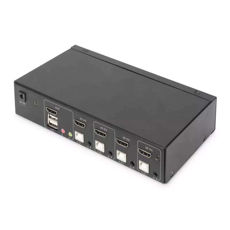 Switch KVM Digitus 4 portas ecrã único 4K HDMI