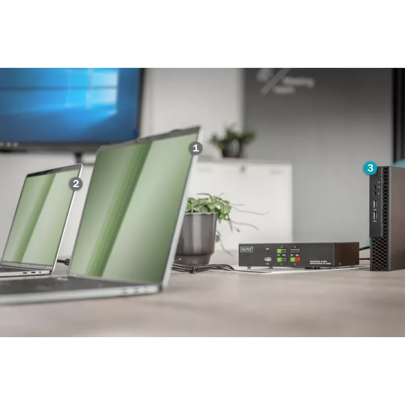Switch KVM Digitus 4 portas ecrã único 4K HDMI