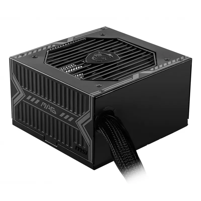 Fonte de alimentação MSI MAG A550BN UK '550W, certificada 80 Plus Bronze, 12V Single-Rail, circuito DC-DC, ventoinha de 120mm, não modular, cabos revestidos, fonte de alimentação ATX, cabo de alimentação UK, preto'