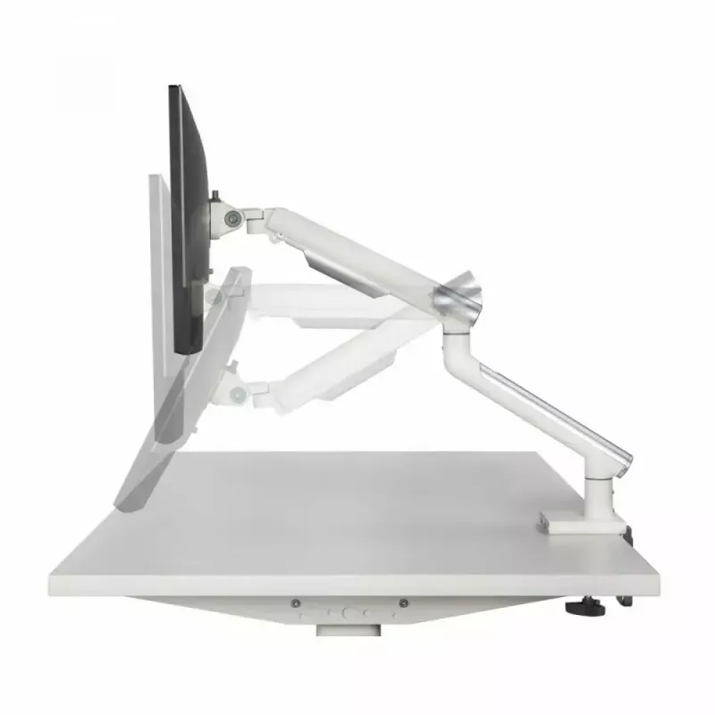 Suporte de secretária para monitor ART RAMM L-19GD para monitores de 17–32 polegadas, com apoio a gás, 2–9 kg, 2x USB 3.0, branco, com mordente