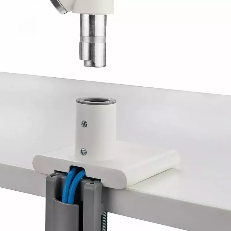 Suporte de secretária para monitor ART RAMM L-19GD para monitores de 17–32 polegadas, com apoio a gás, 2–9 kg, 2x USB 3.0, branco, com mordente