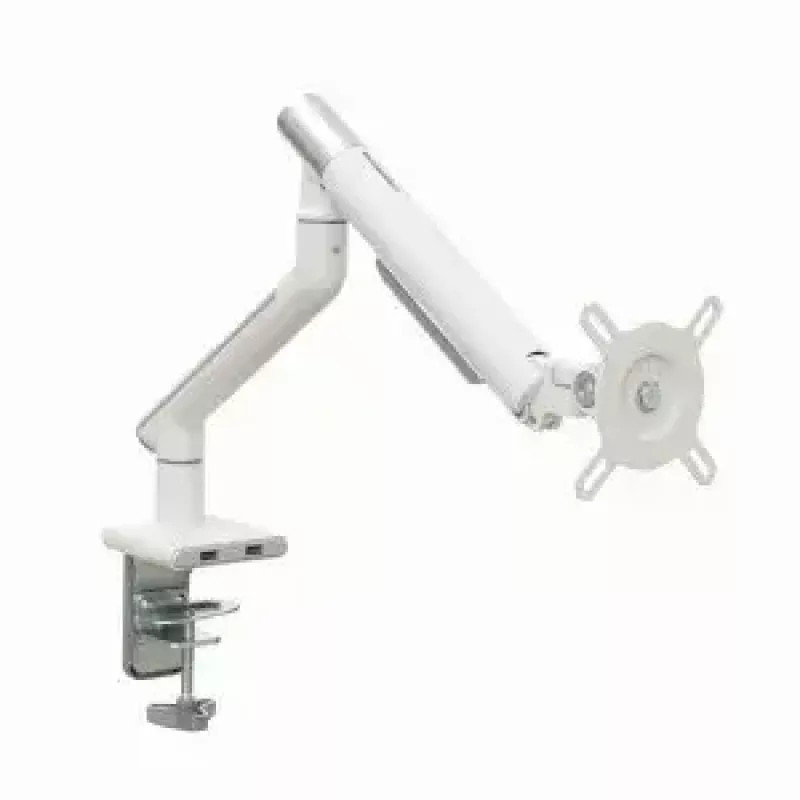 Suporte de secretária para monitor ART RAMM L-19GD para monitores de 17–32 polegadas, com apoio a gás, 2–9 kg, 2x USB 3.0, branco, com mordente