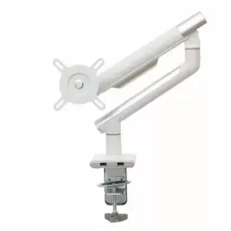 Suporte de secretária para monitor ART RAMM L-19GD para monitores de 17–32 polegadas, com apoio a gás, 2–9 kg, 2x USB 3.0, branco, com mordente