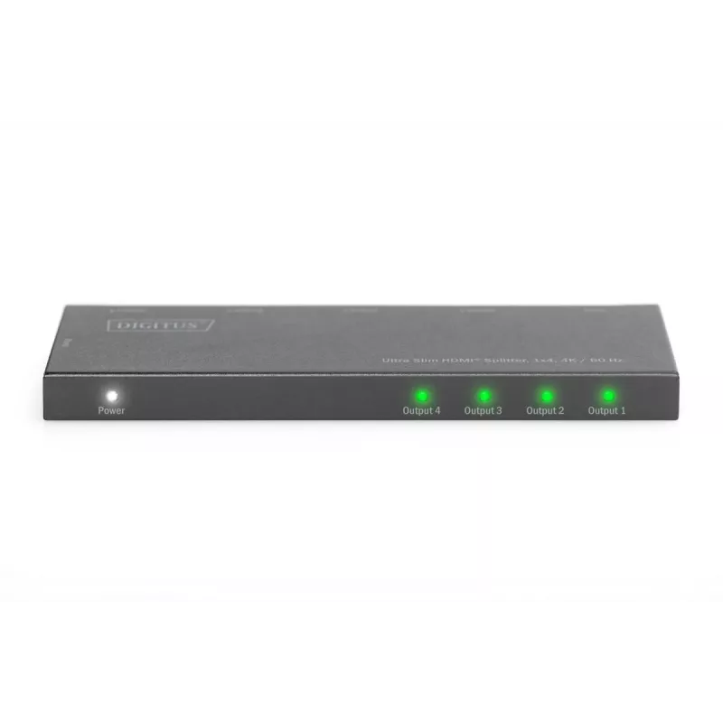 DIGITUS splitter HDMI Ultra Slim, 1x4, 4K/60Hz HDR, HDCP 2.2, 18 Gbps, alimentado por Micro USB