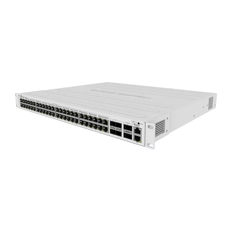 Switch L3 Gerido MikroTik CRS354-48P-4S+2Q+RM — 48× Gigabit RJ-45, 4× SFP+, 2× QSFP+, 48 portas PoE