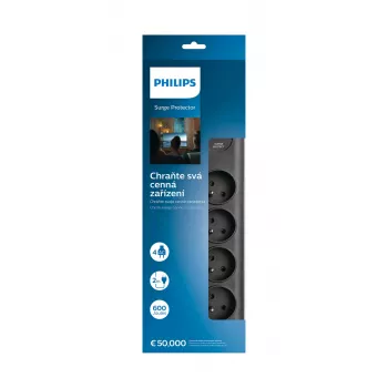 Philips SPN7080BA/60 Proteção contra sobretensão Preto 8 saídas AC 2 m
