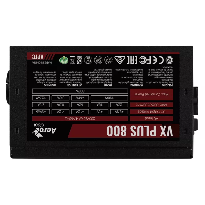 Fonte de alimentação Aerocool VX PLUS 800 800 W 20+4 pin ATX ATX preto