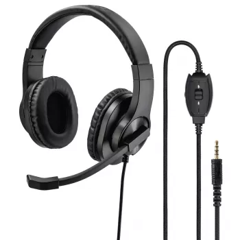 Headset Hama HS-P350 com fios e arcoheadband gaming preto