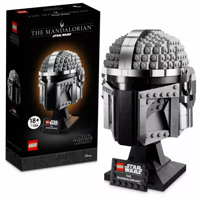 Brinquedo de construção LEGO Capacete Mandaloriano 75328 — modelo de exposição Star Wars, peça de colecionador para construir, 584 peças, idade 18+