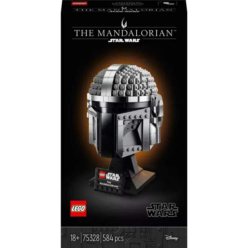 Brinquedo de construção LEGO Capacete Mandaloriano 75328 — modelo de exposição Star Wars, peça de colecionador para construir, 584 peças, idade 18+