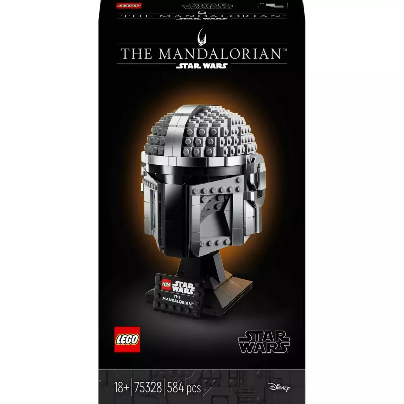 Brinquedo de construção LEGO Capacete Mandaloriano 75328 — modelo de exposição Star Wars, peça de colecionador para construir, 584 peças, idade 18+