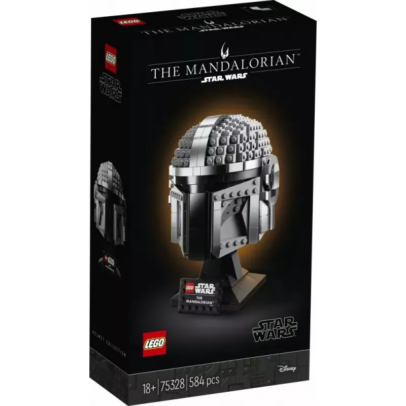 Brinquedo de construção LEGO Capacete Mandaloriano 75328 — modelo de exposição Star Wars, peça de colecionador para construir, 584 peças, idade 18+
