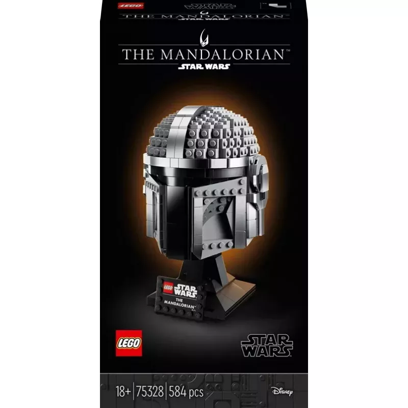 Brinquedo de construção LEGO Capacete Mandaloriano 75328 — modelo de exposição Star Wars, peça de colecionador para construir, 584 peças, idade 18+