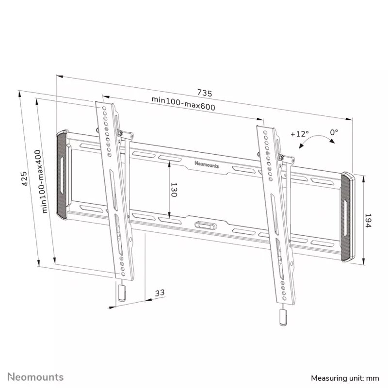 Suporte de parede para TV Neomounts WL35-550BL16 42-86 polegadas – inclinável – montagem fácil