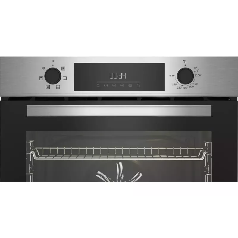 Forno elétrico de encastrar BEKO BBIE123001XD, 72 L, aço inoxidável, controlo tátil, limpeza a vapor, grelhador, extração telescópica