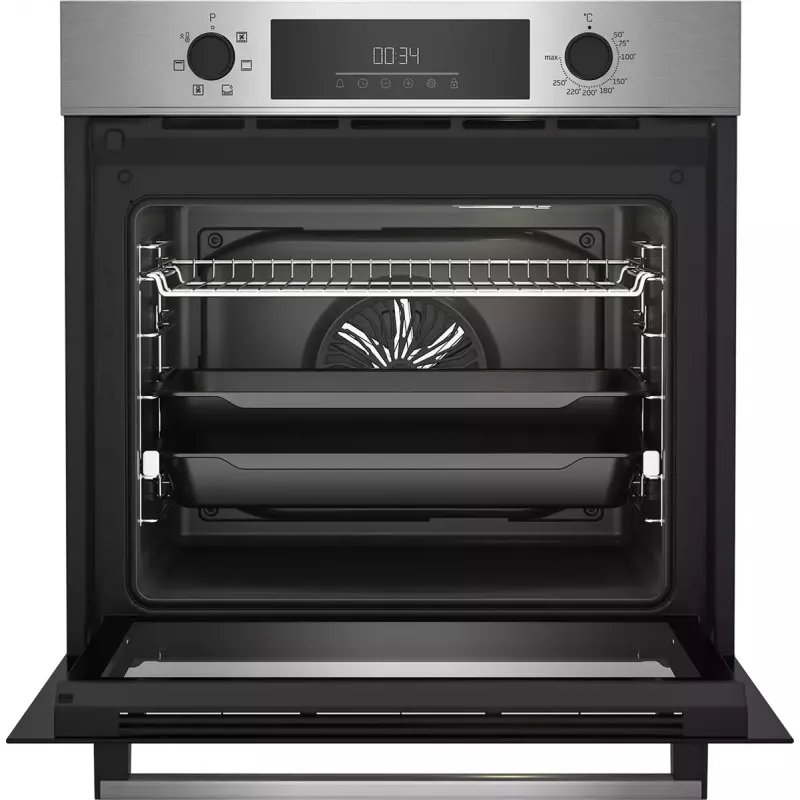 Forno elétrico de encastrar BEKO BBIE123001XD, 72 L, aço inoxidável, controlo tátil, limpeza a vapor, grelhador, extração telescópica