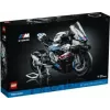Modelo de mota LEGO Technic BMW M1000RR 42130 com motor detalhado e suspensão funcional