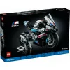 Modelo de mota LEGO Technic BMW M1000RR 42130 com motor detalhado e suspensão funcional