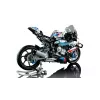 Modelo de mota LEGO Technic BMW M1000RR 42130 com motor detalhado e suspensão funcional