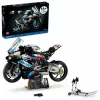 Modelo de mota LEGO Technic BMW M1000RR 42130 com motor detalhado e suspensão funcional