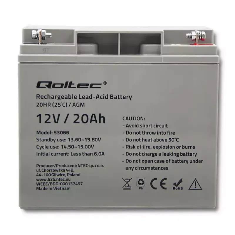Bateria de UPS Qoltec 53066 Chumbo-ácido AGM 12 V 20 Ah
