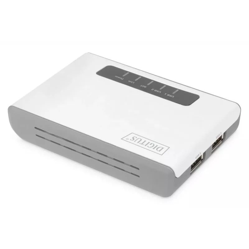 Servidor de rede WLAN NAS USB Hub Servidor de impressão DIGITUS 2 portas USB 2.0