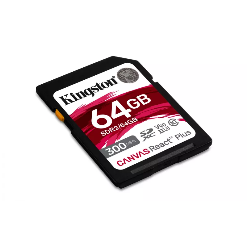 Kingston Technology 64GB Canvas React Plus SDXC UHS-II 300R/260W U3 V90 para Full HD/4K/8K