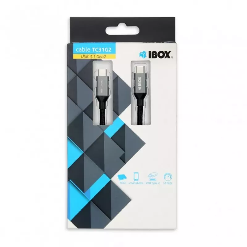 Cabo USB-C para USB-C IBOX IKUMTC31G2 USB 3.2 Gen 2, 1 m, preto