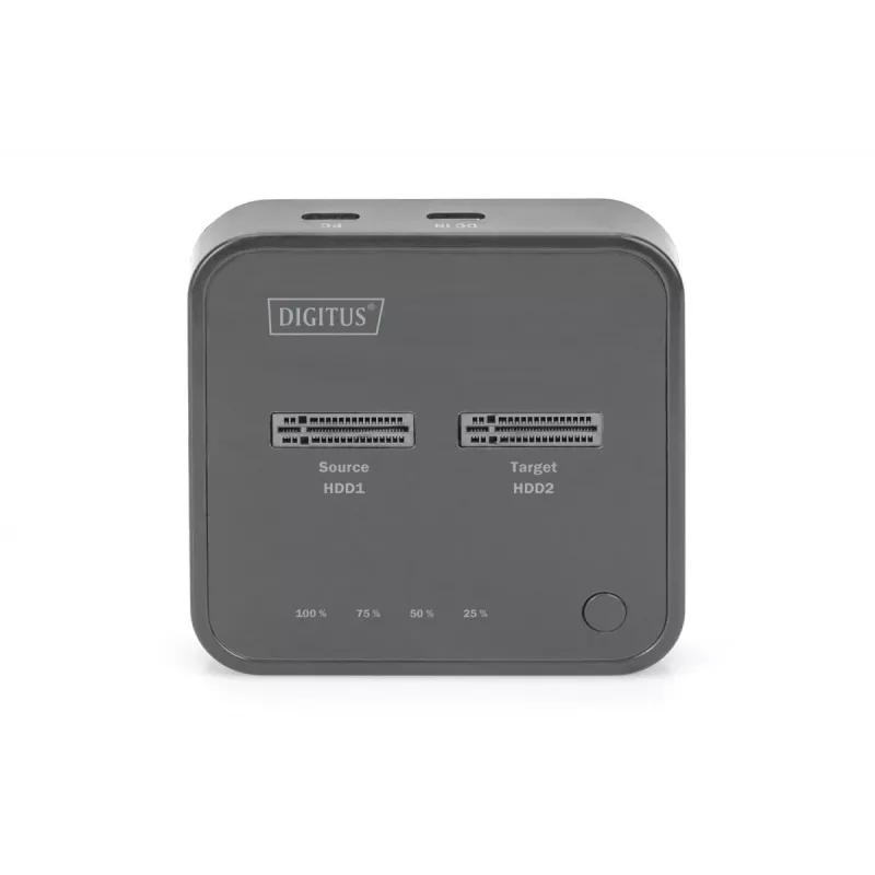 Estação de acoplamento Digitus Dual M.2 NVMe SSD USB-C função de clonagem offline