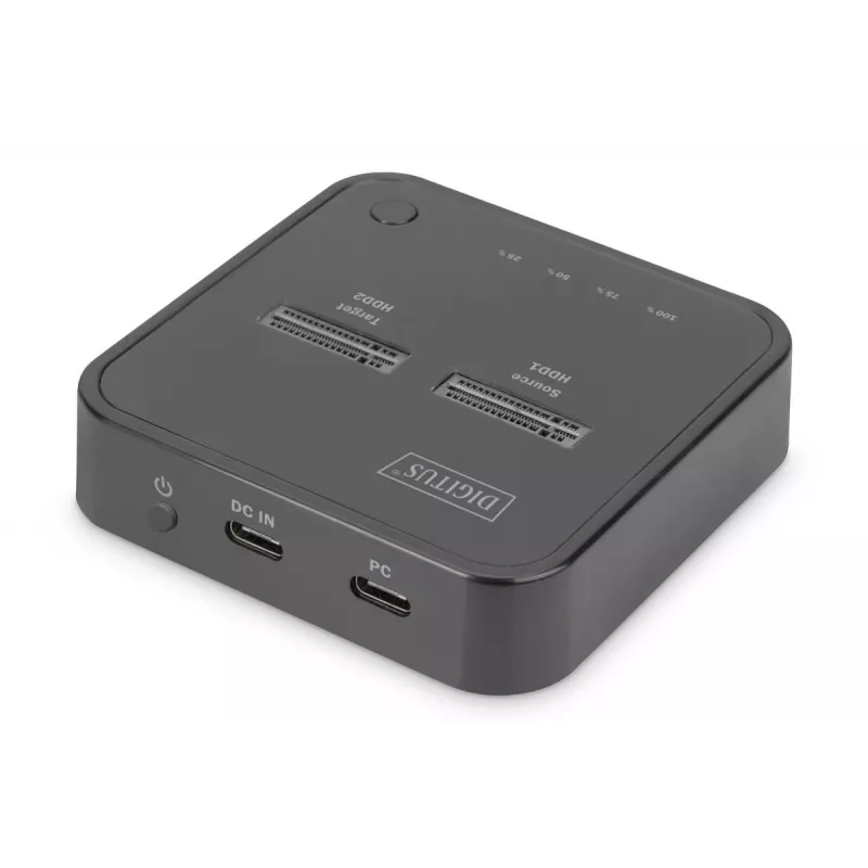 Estação de acoplamento Digitus Dual M.2 NVMe SSD USB-C função de clonagem offline