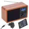Rádio portátil Adler AD 1184 com sintonizador digital DAB+/FM/AM, Bluetooth 5.0, 15W, SD/USB, despertador, preto/madeira