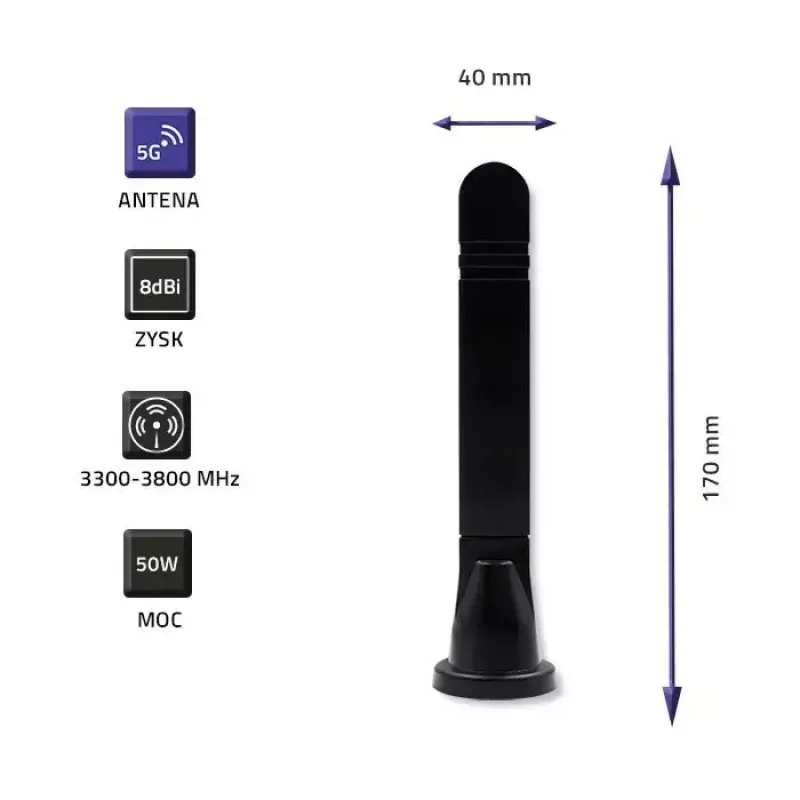 Antena omnidirecional 5G-LTE QOLTEC 57033 dual-band 8 dBi para interior