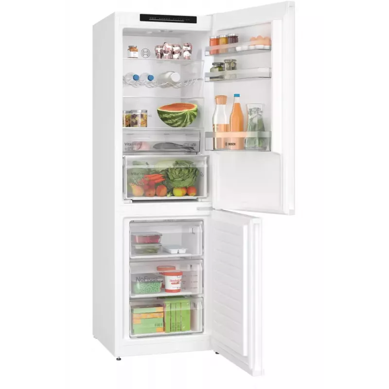 Combinado frigorífico-congelador Bosch Serie 4 KGN362WDF — autónomo, 321 L (218 L frigorífico / 103 L congelador), congelador em baixo, NoFrost, branco