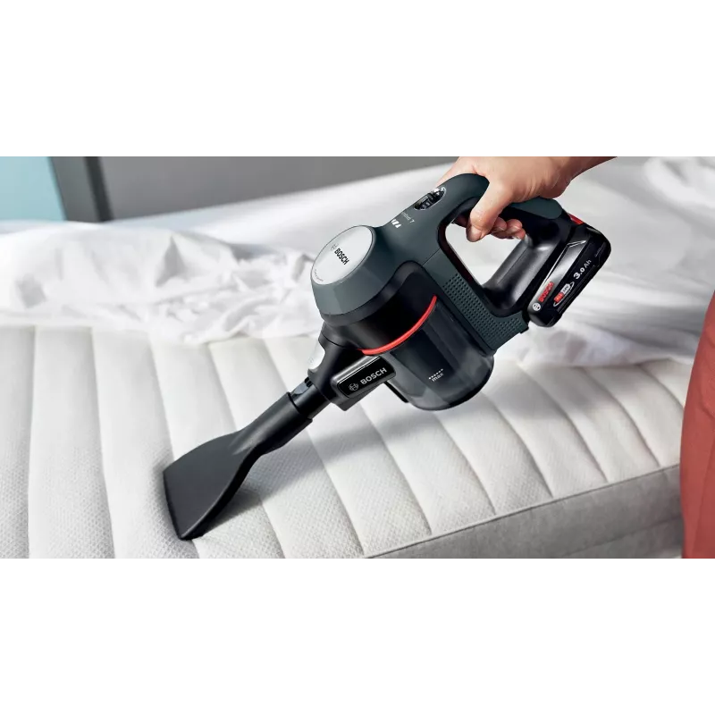 Aspirador de pó com bateria / vassoura elétrica Bosch BBS712A Aspirador vertical 2 em 1 Bateria Seco Filtro higiénico Sem saco 0,3 L Grafite