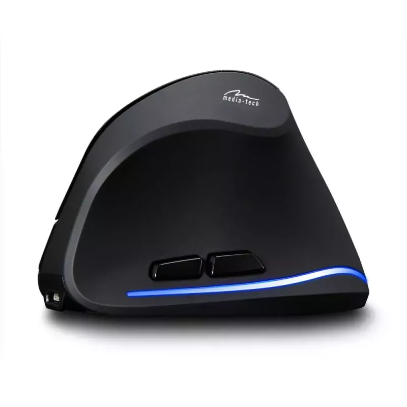 Rato vertical sem fios MEDIA-TECH MT1123, preto, 2400 DPI, 5 botões, recetor RF-USB