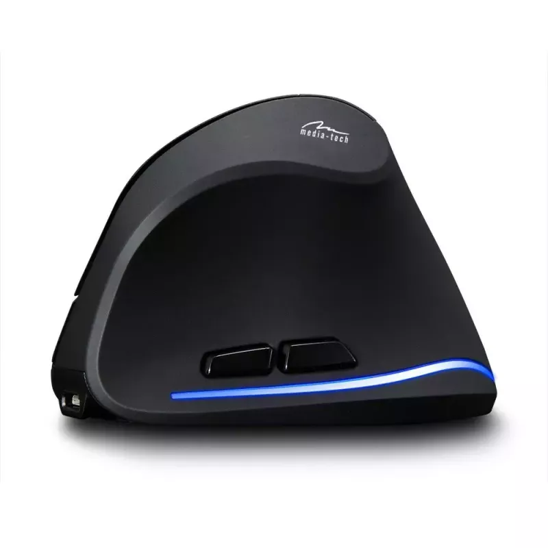 Rato vertical sem fios MEDIA-TECH MT1123, preto, 2400 DPI, 5 botões, recetor RF-USB