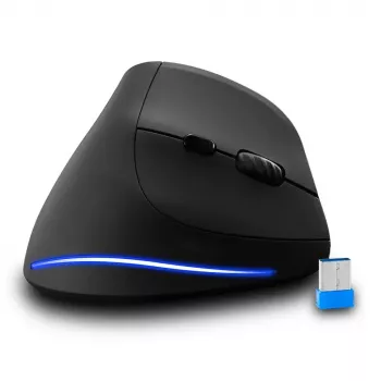 Rato vertical sem fios MEDIA-TECH MT1123, preto, 2400 DPI, 5 botões, recetor RF-USB