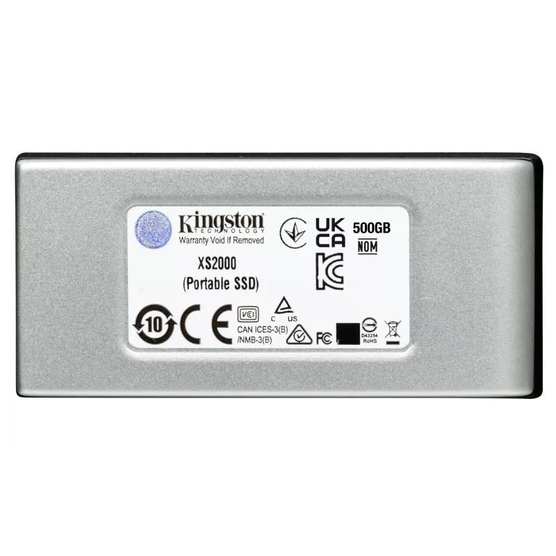 Kingston Technology 4000G SSD PORTÁTIL XS2000, 4 TB, USB Type-C, 3.2 Gen 2 (3.1 Gen 2), 2000 MB/s, Preto, Prateado