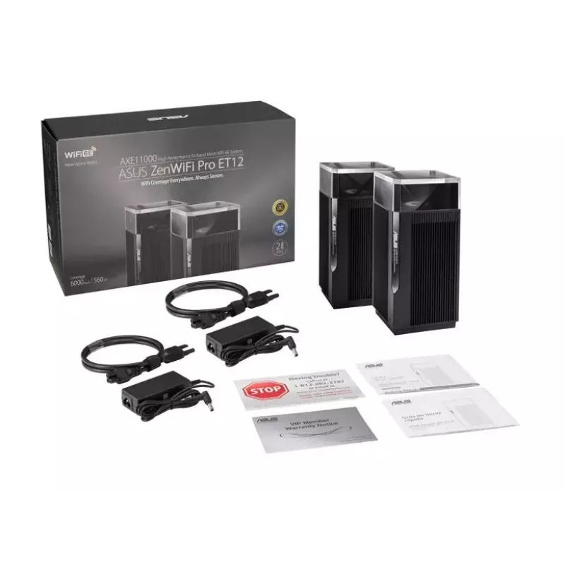 ASUS ZenWiFi Pro ET12 Tri-Band (2,4 GHz / 5 GHz / 6 GHz) Wi-Fi 6E (802.11ax) Preto 3 Interno